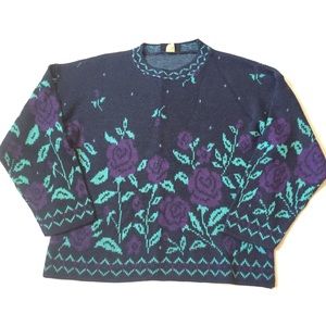 Vintage 80s acrylic sweater women’s large purple